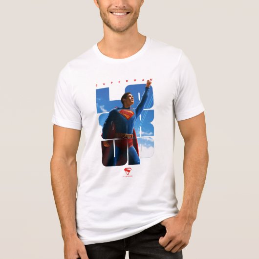 Superman Look Up Pose Tri-Blend Shirt (Voorkant)
