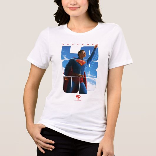Superman Look Up Pose Tri-Blend Shirt (Voorkant)
