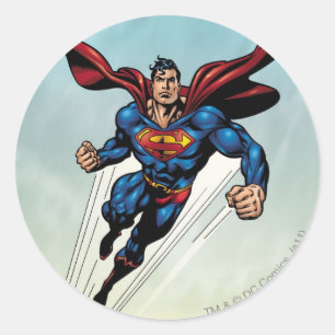 Superman loopt omhoog ronde sticker