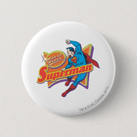 Superman - Man van staal Ronde Button 5,7 Cm (Voorkant)