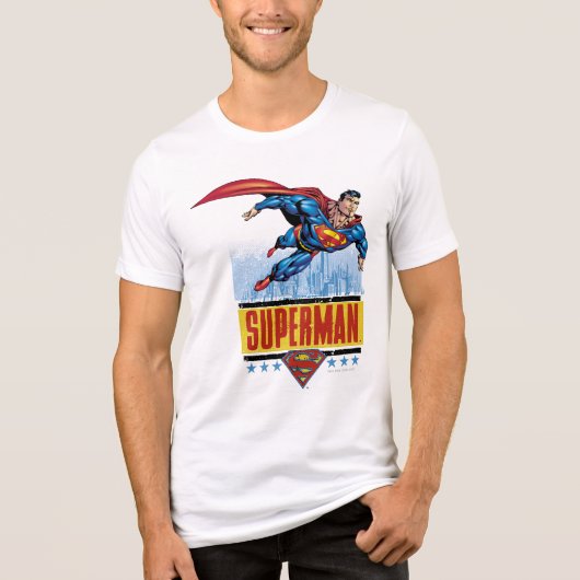 Superman met cityscape Tri-Blend shirt (Voorkant)