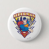 Superman met elektriciteit ronde button 5,7 cm (Voorkant)