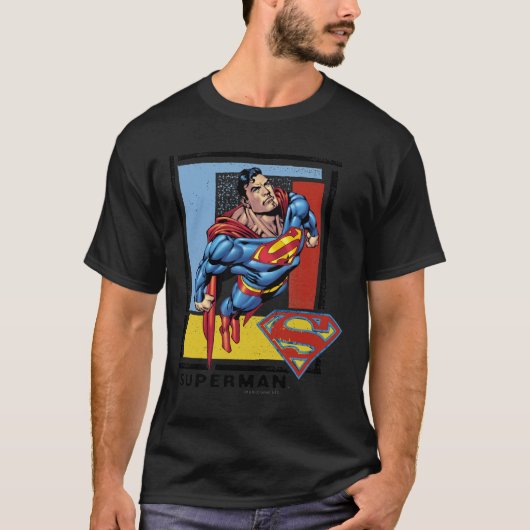 Superman met kleurrijke achtergrond t-shirt (Voorkant)