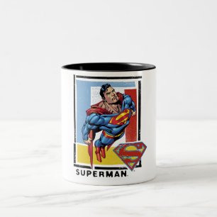 Superman met kleurrijke achtergrond tweekleurige koffiemok