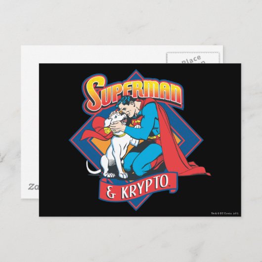 Superman met Krypto Briefkaart (Voorkant / Achterkant)