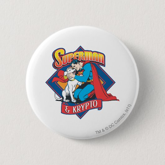 Superman met Krypto Ronde Button 5,7 Cm (Voorkant)