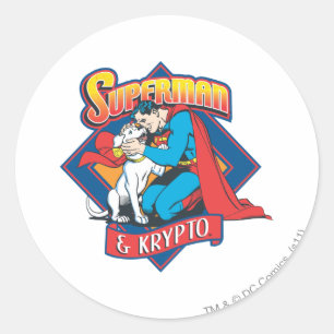 Superman met Krypto Ronde Sticker