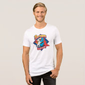 Superman met Krypto Tri-Blend Shirt (Voorkant volledig)