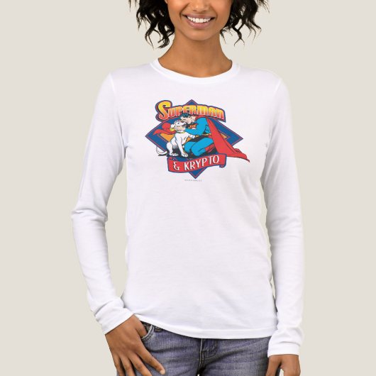 Superman met Krypto Tri-Blend Shirt (Voorkant volledig)