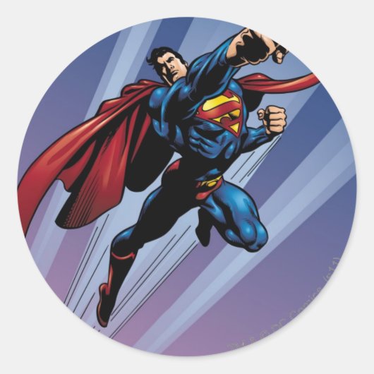 Superman met lichte strepen ronde sticker (Voorkant)