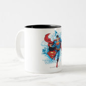 Superman met Logo Tweekleurige Koffiemok (Voorkant links)