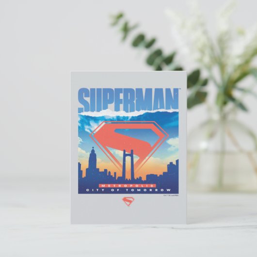 Superman Metropolis Skyline Briefkaart (Staand voorkant)