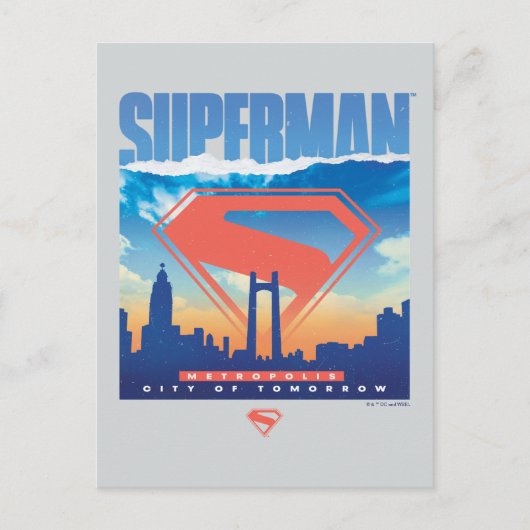 Superman Metropolis Skyline Briefkaart (Voorkant)