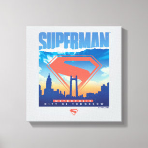 Superman Metropolis Skyline Canvas Afdruk