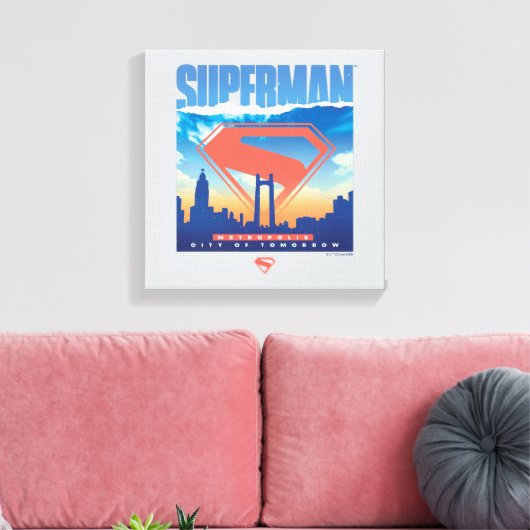Superman Metropolis Skyline Canvas Afdruk (Insitu (Woonkamer))