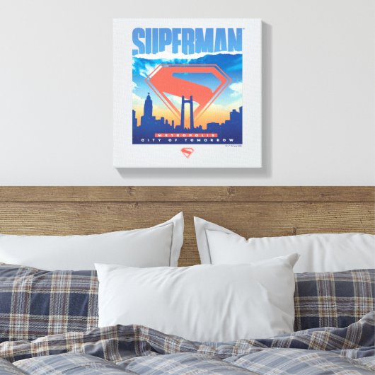 Superman Metropolis Skyline Canvas Afdruk (Insitu (Slaapkamer))