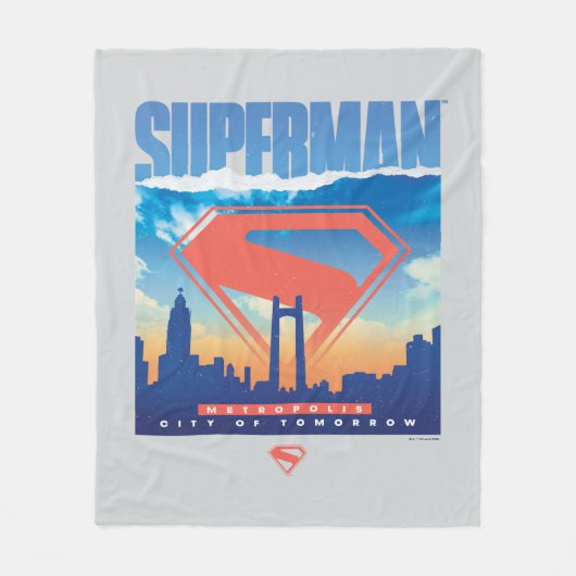 Superman Metropolis Skyline Fleece Deken (Voorkant)