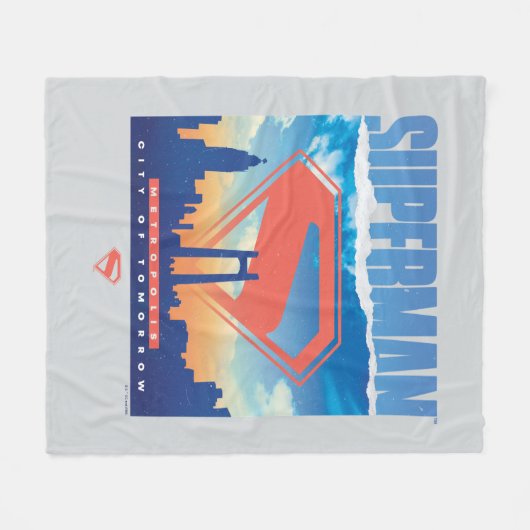 Superman Metropolis Skyline Fleece Deken (Voorkant (Horizontaal))