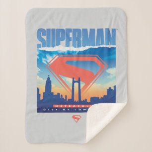 Superman Metropolis Skyline Sherpa Deken