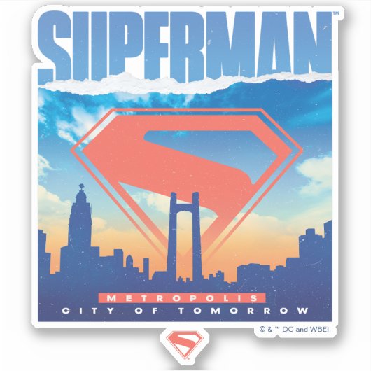 Superman Metropolis Skyline Sticker (Voorkant)