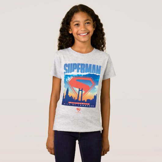 Superman Metropolis Skyline T-shirt (Voorkant volledig)