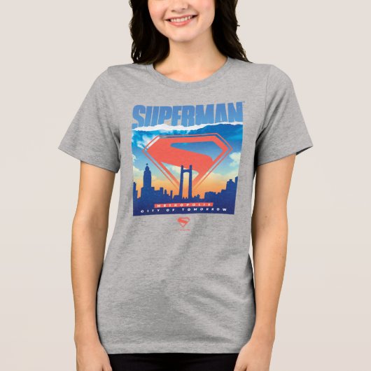 Superman Metropolis Skyline Tri-Blend Shirt (Voorkant)