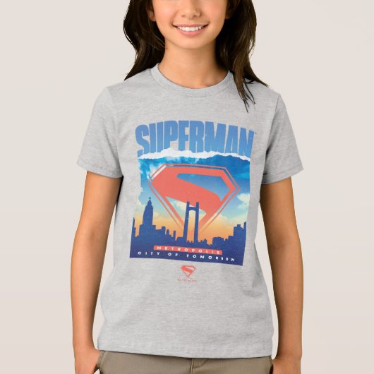 Superman Metropolis Skyline Tri-Blend Shirt (Voorkant)