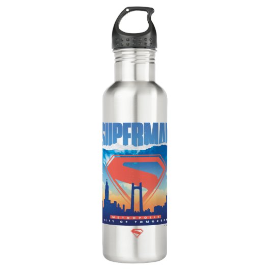 Superman Metropolis Skyline Waterfles (Voorkant)