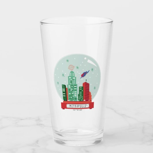 Superman Metropolis Snow Wereldbol Graphic Glas (Voorkant)