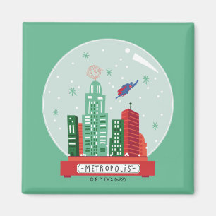 Superman Metropolis Snow Wereldbol Graphic Magneet