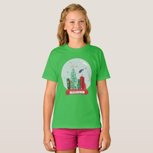 Superman Metropolis Snow Wereldbol Graphic T-shirt (Voorkant volledig)