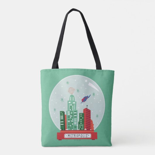 Superman Metropolis Snow Wereldbol Graphic Tote Bag (Achterkant)