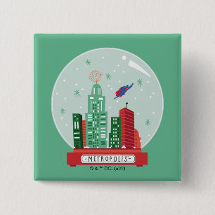Superman Metropolis Snow Wereldbol Graphic Vierkante Button 5,1 Cm