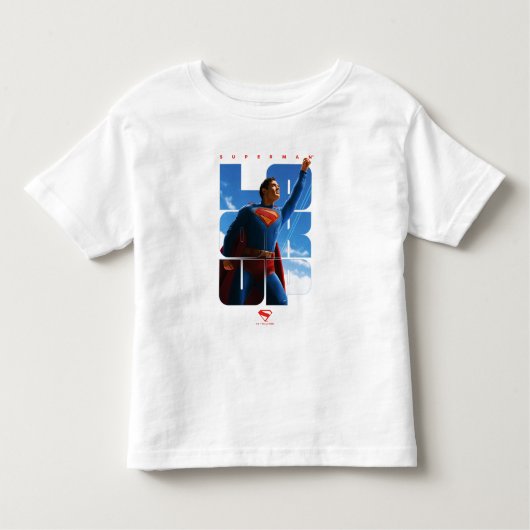 Superman Opkijkende Pose Kinder Shirts (Voorkant)