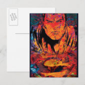 Superman Oranje Grunge Briefkaart (Voorkant / Achterkant)