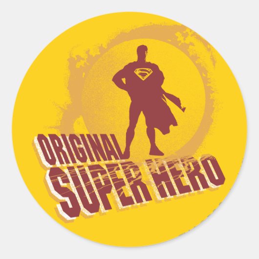 Superman Original Super Hero Ronde Sticker (Voorkant)