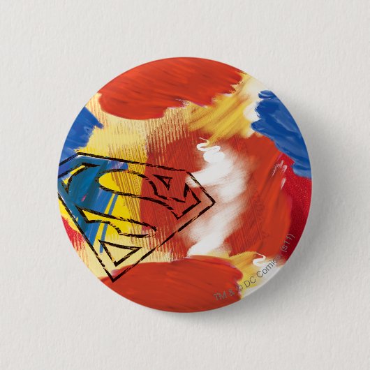 Superman Painted Logo Ronde Button 5,7 Cm (Voorkant)