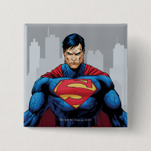 Superman Permanent Vierkante Button 5,1 Cm