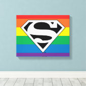 Superman Rainbow-Logo Canvas Afdruk (Insitu (Houten vloer))