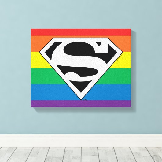 Superman Rainbow-Logo Canvas Afdruk (Insitu (Houten vloer))
