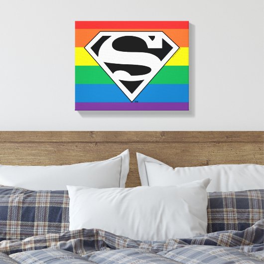Superman Rainbow-Logo Canvas Afdruk (Insitu (Slaapkamer))
