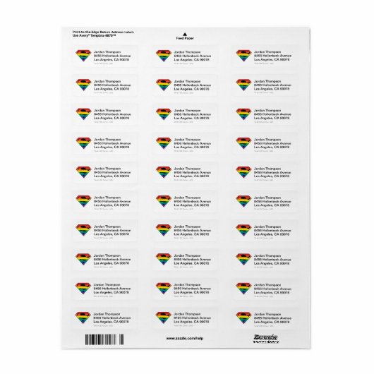 Superman Rainbow-Logo Etiket (Full Sheet)