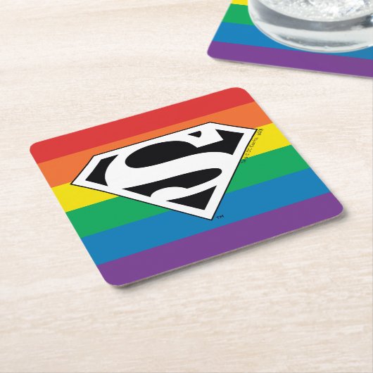 Superman Rainbow-Logo Kartonnen Onderzetters (Schuin)