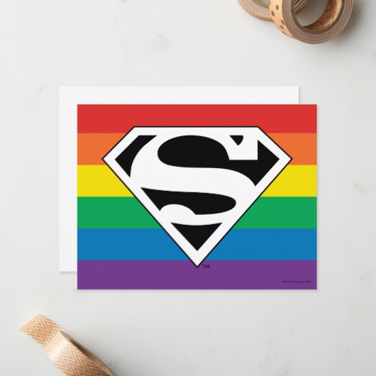 Superman Rainbow-Logo Notitiekaartje (Voorkant / Achterkant in situ)