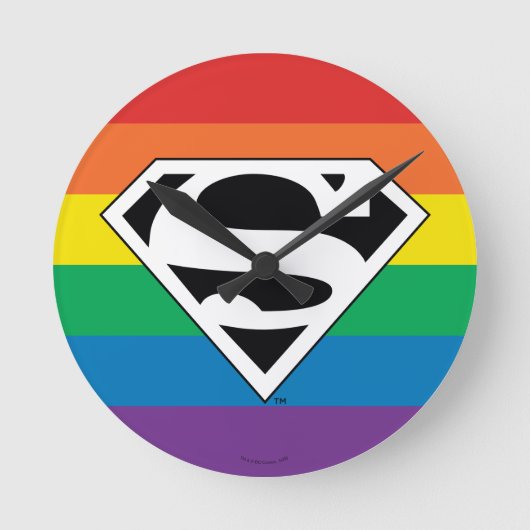 Superman Rainbow-Logo Ronde Klok (Voorkant)