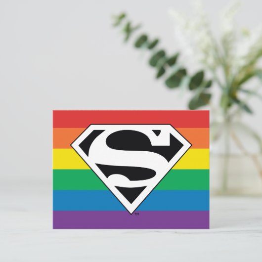 Superman Rainbow-Logo Uitnodiging Briefkaart (Staand voorkant)