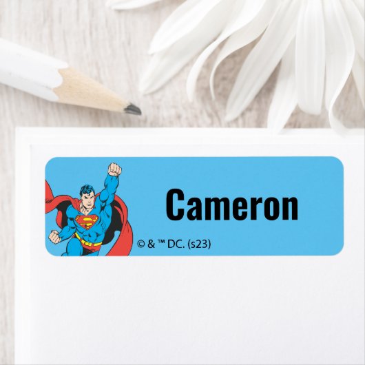 Superman Rechter Vuistslag Verhoogde Kinderen Etiket (Insitu)