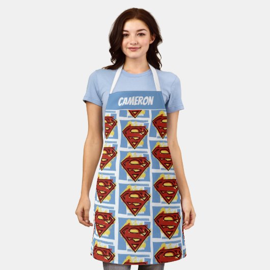 Superman Red en Blue Pattern Schort (Gedragen)