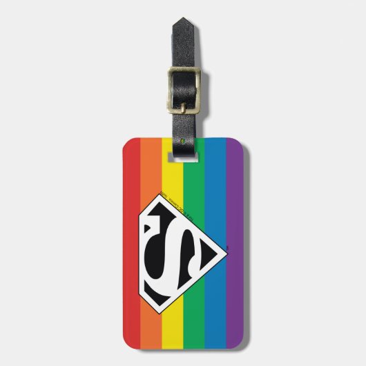 Superman Regenboog Logo Bagagelabel (Voorkant verticaal)