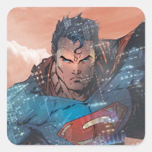 Superman - rood vierkante sticker (Voorkant)